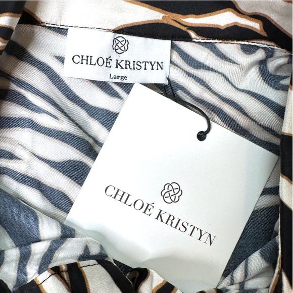 Chloe Kristyn Lavendula Black Zebra Print Blouse - Size Large - Picture 7 of 8